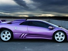 Fioletowy, Samochód, Lamborghini, Diablo, Niebo, Chmury