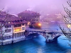 Szwajcaria, Berno, Domy, Most, Rzeka, Drzewa