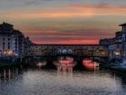 Włochy, Florencja, Most, Ponte Vecchio, Noc