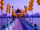 Tajwan, Kaohsiung, Miasto, Most, Lampiony