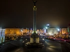 Plac, Niepodległości, Majdan, Kijów, Ukraina, Noc