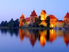 Oświetlony, Zamek, Jezioro, Galve, Litwa