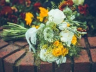 Bukiet, Kwiatów, Budleja, Róże