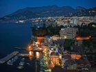 Wlochy, Miasto, Sorrento, Morze, Niebo, Miasto nocą, Port