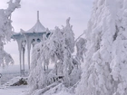 Zima, Śnieg, Obsypane, Drzewa, Altanka, Altana