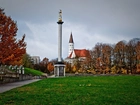 Litwa, Szawle, Kościół, Pomnik, Drzewa, Trawa