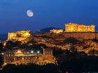 Akropolis, Księżyc, Noc