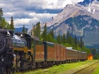 Pociąg, Góry, Lasy, Banff, Kanada