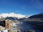 Góry, Lasy, Jezioro, Hotel, Badrutts Palace, St.Moritz