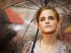 Emma, Watson, Parasolka, Deszcz