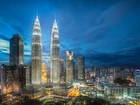 Malezja, Kuala Lumpur, Miasto, Noc, Petronas Towers