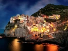 Amalfi, Włochy, Wybrzeże,  Skały, Domy, Morze, Wieczór