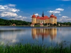 Saksonia, Zamek, Moritzburg, Niemcy, Rzeka