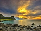 Morze, Zachód Słońca, Norwegia, Wybrzeże