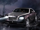 Rolls Royce, Wraith, Droga, Drzewo, Kałuża