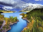Góry, Rzeka, Z lotu ptaka, Park narodowy, Kanada