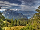 Alpy, Jezioro, Las, Chmury