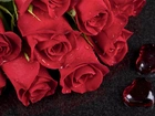 Bukiet, Czerwonych, Róż, Rosa, Serduszka, Walentynki