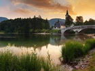 Jezioro, Bohinj, Most, Słowenia