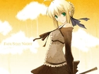 Fate Stay Night, dziewczyna, chmury