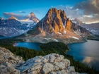 Góry, Jezioro, Skały, Alberta, Kanada