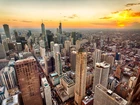 Chicago, Panorama, Miasta, Zachód, Słońca