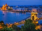 Most, Rzeka, Statki, Budapeszt, Panorama, Miasta, Zmrok