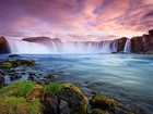 Skały, Wodospad, Rzeka, Islandia