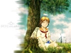 Haibane Renmei, drzewo, angel, wiatraki