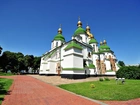 Katedra, Św. Zofii, Drzewa, Aleja, Kijów, Ukraina