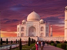 Indie, Pałac, Tadż Mahal, Ludzie, Drzewka Ozdobne