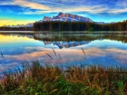 Góry, Jezioro, Las, Trawa, Banff