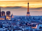 Wieża, Eiffla, Dachy, Domów, Paryż, Francja