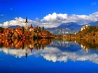 Jezioro Bled, Słowenia, Góry, Kościół Słowenia