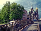 St Petersburg, Rosja, Cerkiew, Most, Rzeka