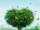Drzewo, Serce, Motyle, Miłosne