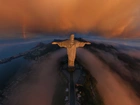 Brazylia, Rio de Janeiro, Statua Chrystusa Zbawiciela, Chmury, Mgła