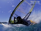 Windsurfing, deska, żagiel, morze, fala