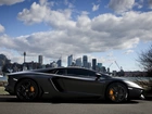 Lamborghini, Aventador, Ulica, Panorama, Miasta, Chmury