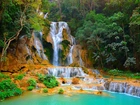 Las, Jeziorko, Wodospad, Kuang Si, Laos