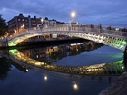 Dublin, Domy, Rzeka, Liffey, Most, Noc