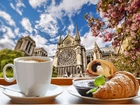 Katedra, Notre Dame, Śniadanie, Rogalik, Kawa