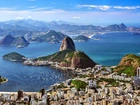 Góry, Morze, Rio de Janeiro, Panorama Miasta, Brazylia, Wyspy, Wybrzeże, Z lotu ptaka