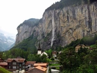 Góry, Las, Wodospad, Panorama, Lauterbrunnen