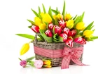 Bukiet, Kwiatów, Tulipany, Kosz