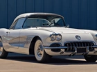 Biały, Chevrolet, Corvette, Stingray, 1958, Zabytkowy