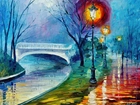 Park, Most, Leonid Afremov, Obraz, Olej