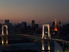 Most, Wieża, Wieżowce, Tokio, Panorama, Noc