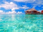 Domki, Morze, Chmury, Malediwy