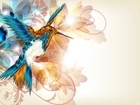 Koliber, Kwiaty, Grafika 3D, Wektorowa